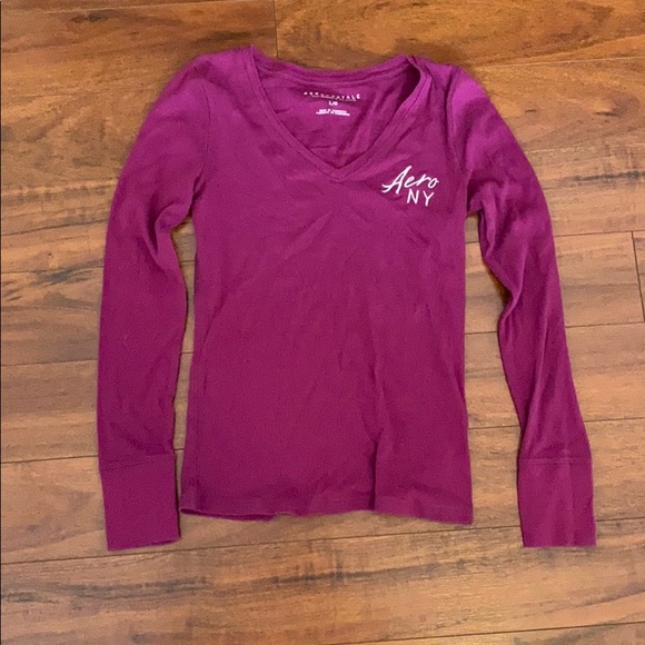 Aeropostale Puple Long V-neck Tee - Picture 1 of 3